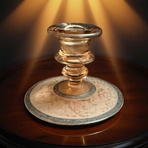 Pink depression glass Candle Holder